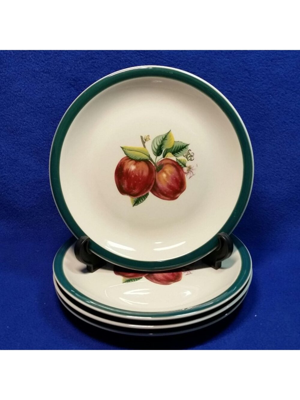 Casuals Apple 7" Salad Plates China Pearl Apples and Pink Blossoms Set of 4